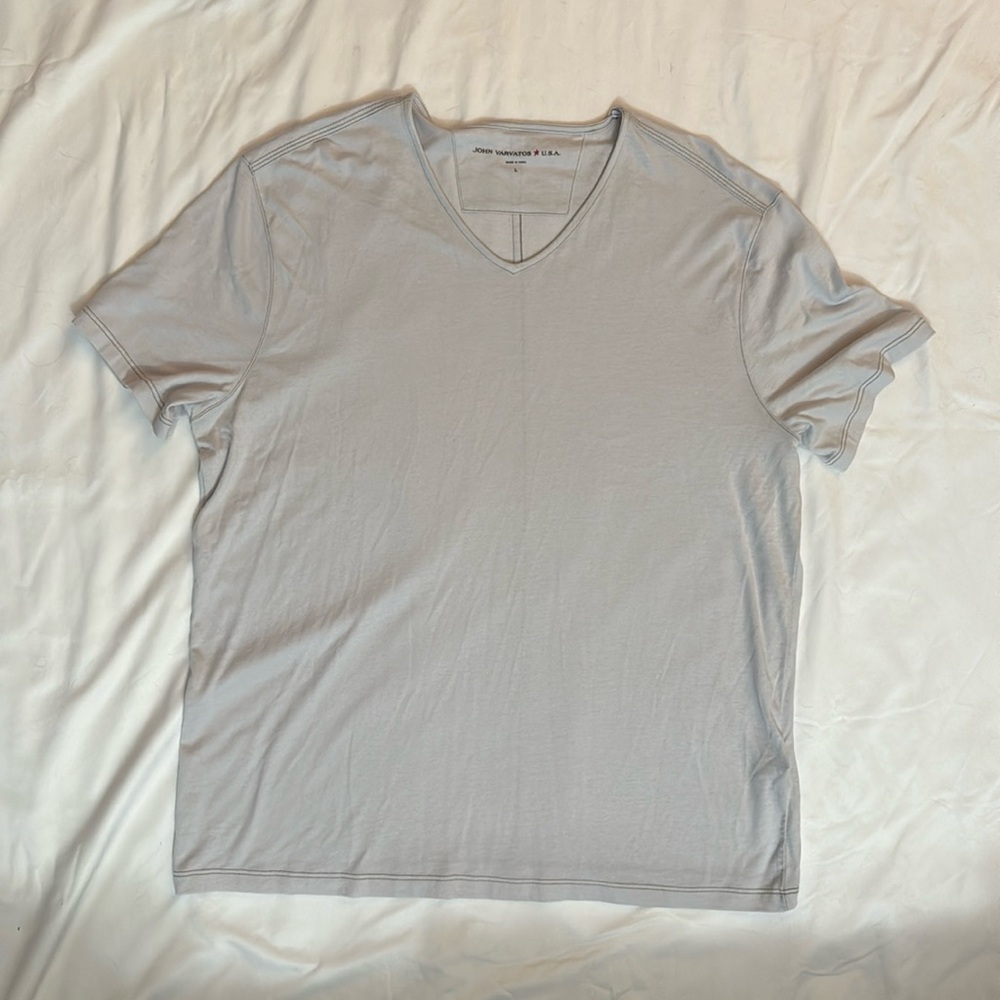 John Varvatos Light Gray V-Neck Tee